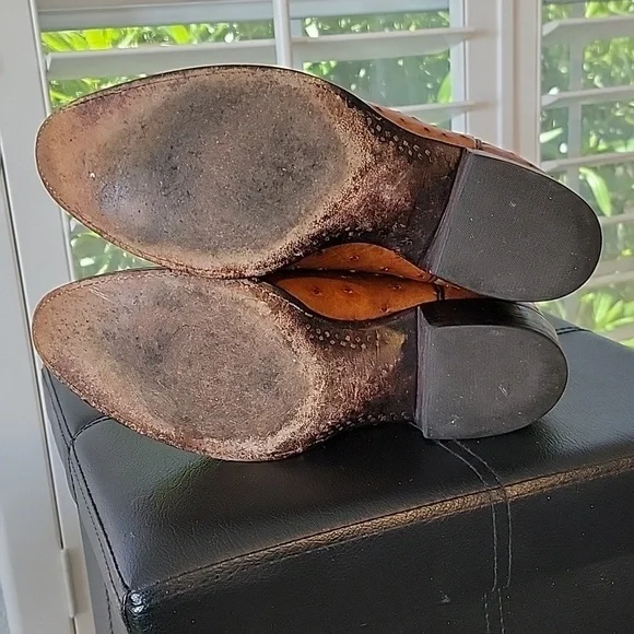 Lucchese Mens Brown Full Quill Ostrich Leather Sz 9 1/2 D - Picture 2 of 9